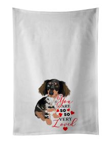 NEW Dachshund Dapple #1 so Loved Kitchen Towel Set of 2 White Dish Towels Decorative Bathroom Hand towel for Hand, Face, Hair, Yoga, Tea, Dishclo