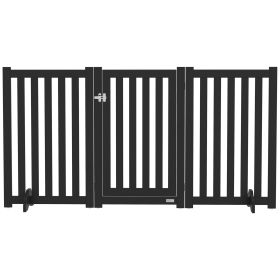 3-Panel Foldable Dog Gate with Feet for Medium Dogs and Below, Black