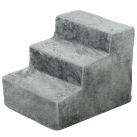 3-Step Dog Ramp for Sofa, Bed, and Couch, with Removable Cover, Light Grey