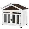 PawHut 40"L Wooden Dog House Outdoor Indoor for Small, Medium, Large Dogs, with Air Vents & Elevated Removable Floor