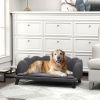 PawHut Comfortable Large Dog Couch Charcoal Gray with Foam Cushioning and Extra Pillow for Medium and Large Dogs