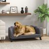 PawHut Comfortable Large Dog Couch Charcoal Gray with Foam Cushioning and Extra Pillow for Medium and Large Dogs