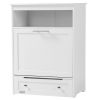 PawHut Pet Feeder Station with Storage, Dog Food Storage Container with 2 Raised Dog Bowls, White