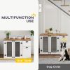 44" Dog Crate Furniture with Double Doors, Storage Drawer, for Medium Dogs, White