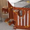 Foldable Dog Gate with Door, 4 Panels Fressstanding Pet Gate, Brown