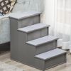 PawHut Pet Stairs Small Dog Steps for Couch Bed with Cushioned Cover Grey