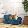 Elevated Dog Bed with Storage Space Soft Cushion for Small to Medium Pets Navy Blue