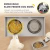 Elevated Dog Bowls with Storage, Raised Dog Bowl Stand with 2 Stainless Steel Bowl for Large Dogs, Gray