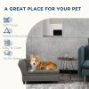 PawHut Elevated Dog Sofa Pet Bed with Storage Soft Cushion for Small Medium Dogs Gray