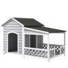 PawHut Outdoor Dog House with Porch, Cabin Style with Asphalt Roof, Doors and Shutter Window, for Medium or Large Size Dog