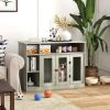 47" Dog Crate Furniture with Storage, for Large Medium Dogs, Gray