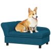 Elevated Dog Bed with Storage Space Soft Cushion for Small to Medium Pets Navy Blue