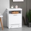 PawHut Pet Feeder Station with Storage, Dog Food Storage Container with 2 Raised Dog Bowls, White