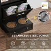 PawHut Pet Feeder Station Storage Cabinet, Dog Food Storage Container with Dog Raised Bowls, Watering Supplies, Black
