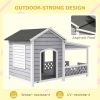 PawHut Outdoor Dog House with Porch, Cabin Style with Asphalt Roof, Doors and Shutter Window, for Medium or Large Size Dog