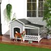 PawHut Outdoor Dog House with Porch, Cabin Style with Asphalt Roof, Doors and Shutter Window, for Medium or Large Size Dog