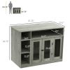 47" Dog Crate Furniture with Storage, for Large Medium Dogs, Gray