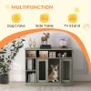 47" Dog Crate Furniture with Storage, for Large Medium Dogs, Gray