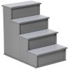 PawHut Pet Stairs Small Dog Steps for Couch Bed with Cushioned Cover Grey