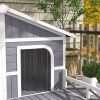 Stylish Cabin Dog House - Gray, White