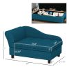 Elevated Dog Bed with Storage Space Soft Cushion for Small to Medium Pets Navy Blue