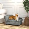 PawHut Elevated Dog Sofa Pet Bed with Storage Soft Cushion for Small Medium Dogs Gray