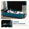 Elevated Dog Bed with Storage Space Soft Cushion for Small to Medium Pets Navy Blue
