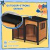 Cabin-Style Wooden Dog House for Large Dogs with Openable Roof & Giant Window, Yellow