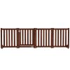 Foldable Dog Gate with Door, 4 Panels Fressstanding Pet Gate, Brown