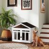 PawHut 40"L Wooden Dog House Outdoor Indoor for Small, Medium, Large Dogs, with Air Vents & Elevated Removable Floor