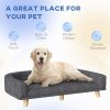 Dog Sofa for Large Dogs with Washable Cover, Anti-slip Foot Pads, Dark Grey