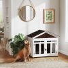 PawHut 40"L Wooden Dog House Outdoor Indoor for Small, Medium, Large Dogs, with Air Vents & Elevated Removable Floor