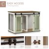 47in Dog Crate Furniture with Divider Panel, Wooden Dog Kennel TV Stand for Large Breeds, Pet House Side Table for 2 Small Breeds with 2 Rooms Design