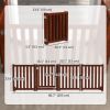 Foldable Dog Gate with Door, 4 Panels Fressstanding Pet Gate, Brown