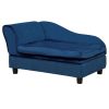 PawHut Pet Sofa Bed with Storage, Cushy Couch for Cats and Small Dogs, Soft Foam Couch, Modern Pet Furniture, Blue