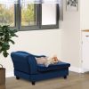 PawHut Pet Sofa Bed with Storage, Cushy Couch for Cats and Small Dogs, Soft Foam Couch, Modern Pet Furniture, Blue