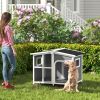 PawHut Cabin-Style Wooden Dog House for Large Dogs with Openable Roof & Giant Window, Dark Gray