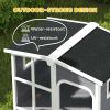 PawHut Cabin-Style Wooden Dog House for Large Dogs with Openable Roof & Giant Window, Dark Gray