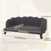 Dog Sofa with Removable Cushion Wood Legs for Medium and Large Dogs, Dark Grey
