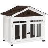 PawHut 40"L Wooden Dog House Outdoor Indoor for Small, Medium, Large Dogs, with Air Vents & Elevated Removable Floor
