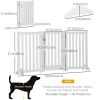 31.5"H Foldable Dog Gate with Door, 3 Panels Freestanding Pet Gate Barriers Indoor with Support Feet, Puppy Fence for Small Medium Dogs, White
