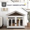 PawHut 40"L Wooden Dog House Outdoor Indoor for Small, Medium, Large Dogs, with Air Vents & Elevated Removable Floor