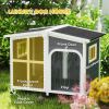 PawHut Cabin-Style Wooden Dog House for Large Dogs with Openable Roof & Giant Window, Dark Gray