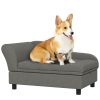 PawHut Elevated Dog Sofa Pet Bed with Storage Soft Cushion for Small Medium Dogs Gray