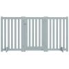 3-Panel Foldable Dog Gate with Feet for Medium Dogs and Below, Grey