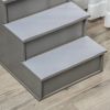 PawHut Pet Stairs Small Dog Steps for Couch Bed with Cushioned Cover Grey