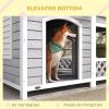 PawHut Outdoor Dog House with Porch, Cabin Style with Asphalt Roof, Doors and Shutter Window, for Medium or Large Size Dog