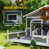 Wooden Large Dog House Outdoor Cabin Style, Elevated Pet Shelter with Porch, for Small and Medium Breed Dogs, Gray