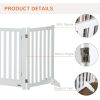 31.5"H Foldable Dog Gate with Door, 3 Panels Freestanding Pet Gate Barriers Indoor with Support Feet, Puppy Fence for Small Medium Dogs, White