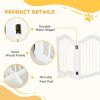 24"H Foldable Dog Gate, 3 Panels Freestanding Pet Gate Barriers Indoor with Support Feet, Puppy Fence for Small Dogs, White